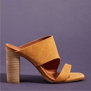 Jeffrey Campbell Marini Suede Block HEELS Women 8.5 CAMEL ANTHROPOLOGIE